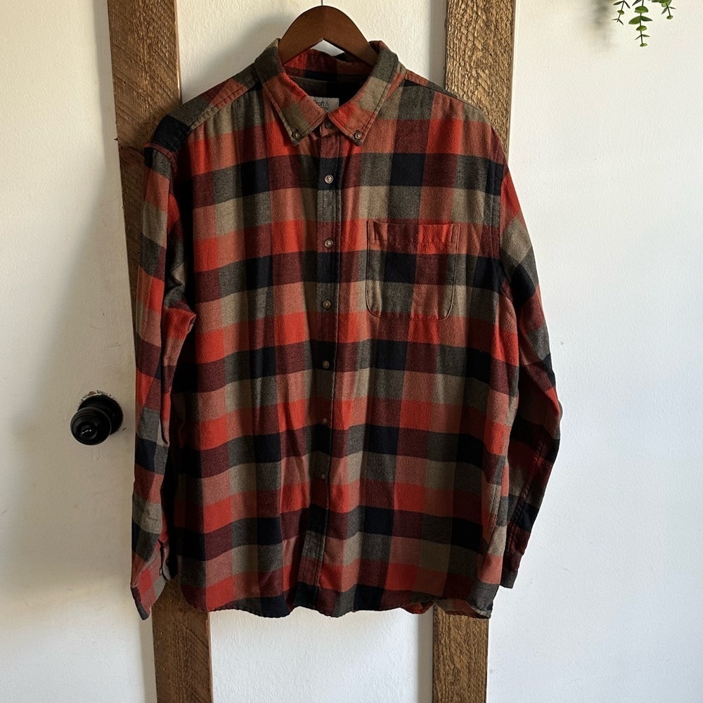 Croft & Barrow Men’s XL Button Down Rustic Color Pocket Flannel Plaid